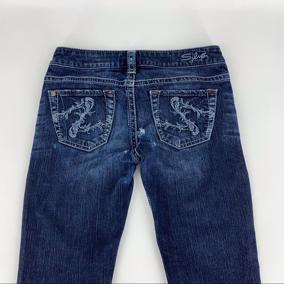 Silver Jeans Santorini Crop Jeans Dark Wash, 26 DAMAGED - Picture 6 of 16